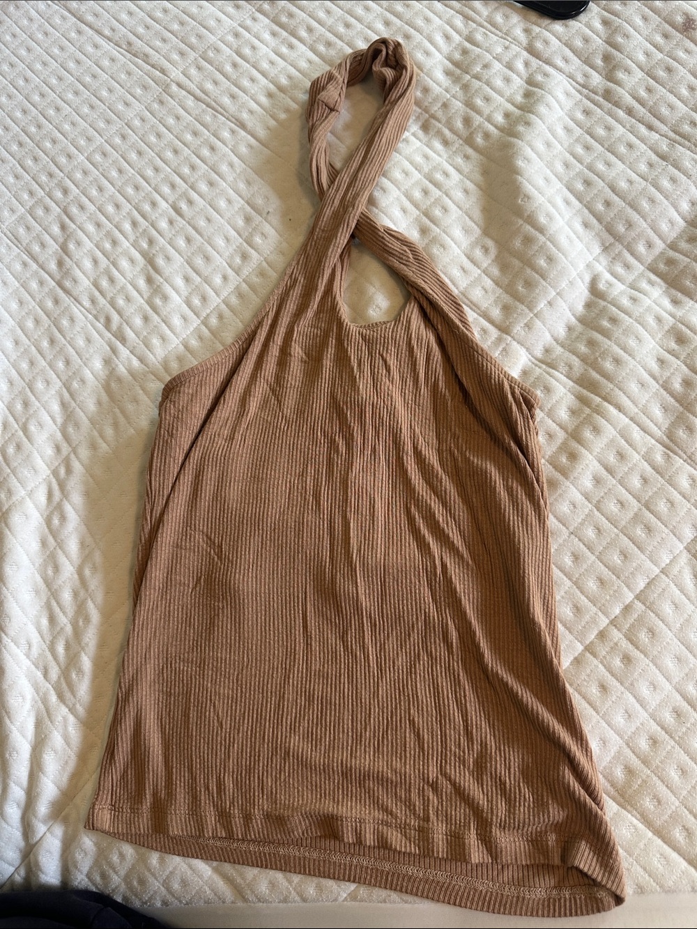 Light-brown twist halter neck